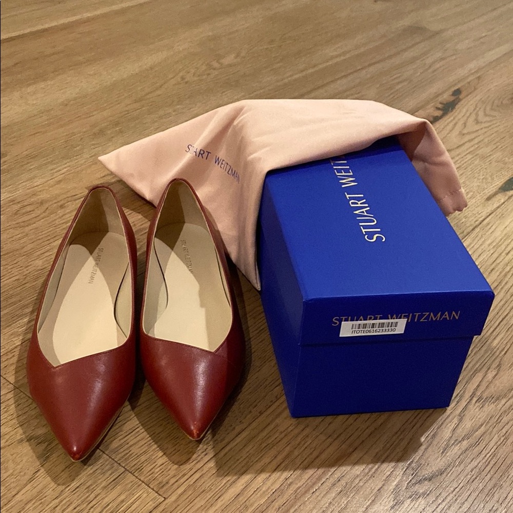 Stuart Weitzman Red Leather Flats Loafers